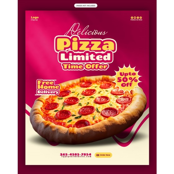 Delicious Pizza Discount Poster PSD Template for Pizza Promotion Design